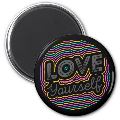 Love Yourself Colorful Line Design Magnet