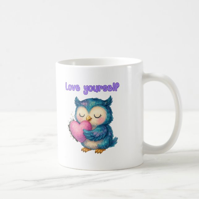 Love Yourself – Cute Owl Mug for Positivity & Care (Right)