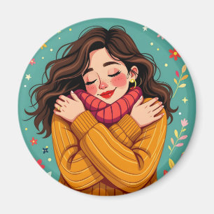 Love Yourself Girl Hugging Herself Magnet