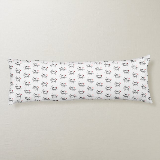 Love Yourself Handwritten Script Pattern Body Pillow (Back)