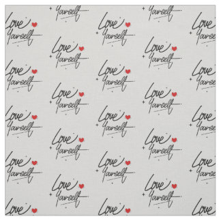 Love Yourself Handwritten Script Pattern Fabric