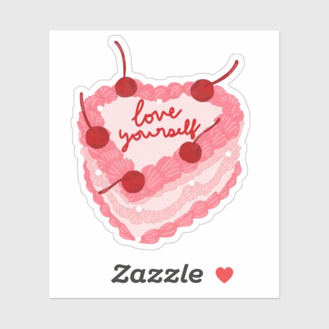 Love Yourself Heart Cake Sticker (Sheet)