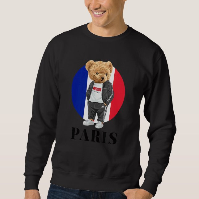 Love Yourself Illustration Paris Teddy Bear With F Sweatshirt (Front)