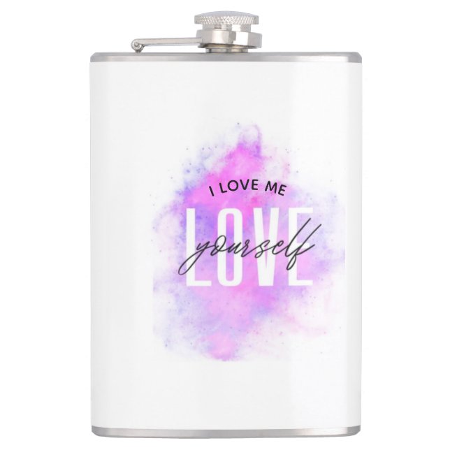 "Love Yourself" Inspirational Mug Flask (Front)
