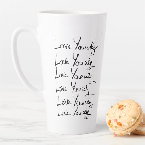 Love yourself Motivational calligraphy quote Latte Mug