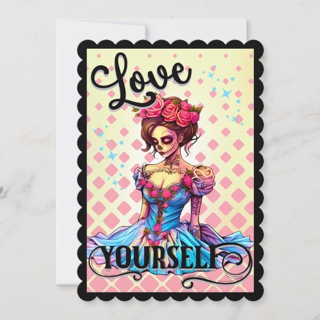Love Yourself Sugar Skull Thank You Card (Front)