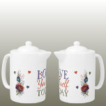 Love yourself today floral teapot<br><div class="desc">Brighten your day with our charming "Love Yourself Today" teapot! Adorned with delicate flowers and cheerful love hearts, this delightful teapot serves as a beautiful reminder to embrace self-love. Whether you're enjoying a soothing cup of tea in the morning or winding down in the evening, this teapot is perfect for...</div>