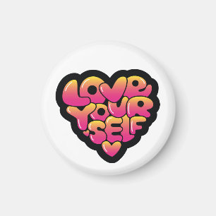 Love Yourself Typography Heart Sticker  Magnet