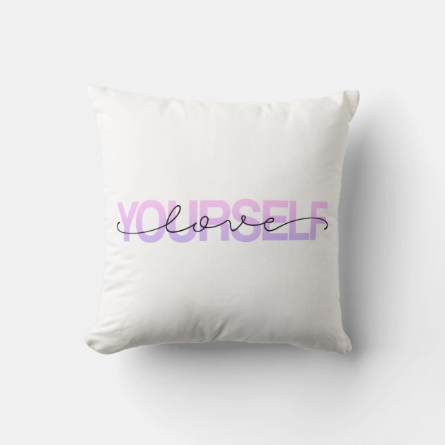 Love Yourself Valentine Calligraphy | Throw Pillow (Front)