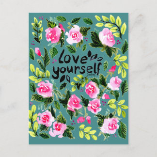Love yourself - Watercolor Quote Postcard