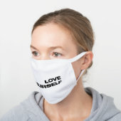 Love Yourself White Cotton Face Mask (Angled)