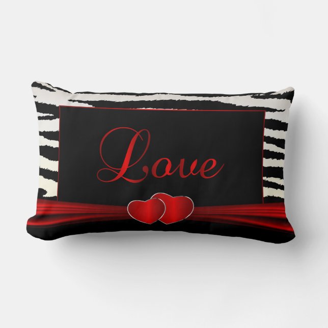 Love Zebra Animal Print Lumbar Pillow (Front)