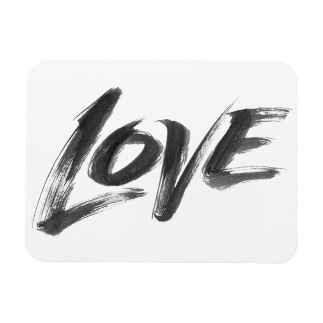 LOVE Zen Brush Valentine Calligraphy Lettering Magnet (Horizontal)