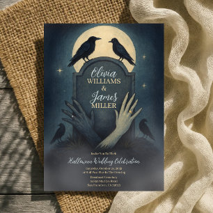 Love Zombie Graveyard Gothic Halloween Wedding Invitation