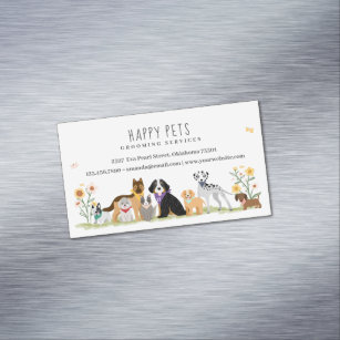 Loveable Happy Pet Family Pet Care, Grooming Business Card Magnet