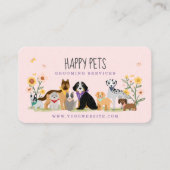 Loveable Happy Pet Family Pet Care, Grooming Pink Business Card (Front)