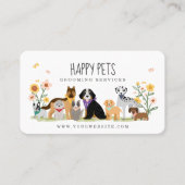 Loveable Happy Pet Family Pet Care, Grooming White Business Card (Front)