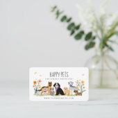 Loveable Happy Pet Family Pet Care, Grooming White Business Card (Standing Front)