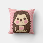 Loveable Hedgehog with Little Girl's Name Throw Pillow (Front)