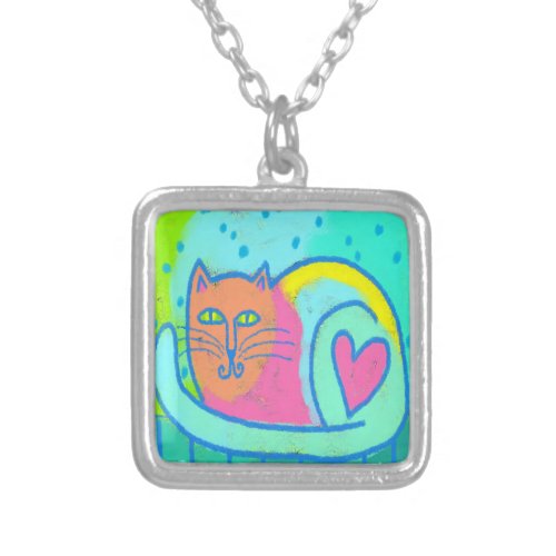Loveable Kitty Wearable Art Silver Plated Necklace