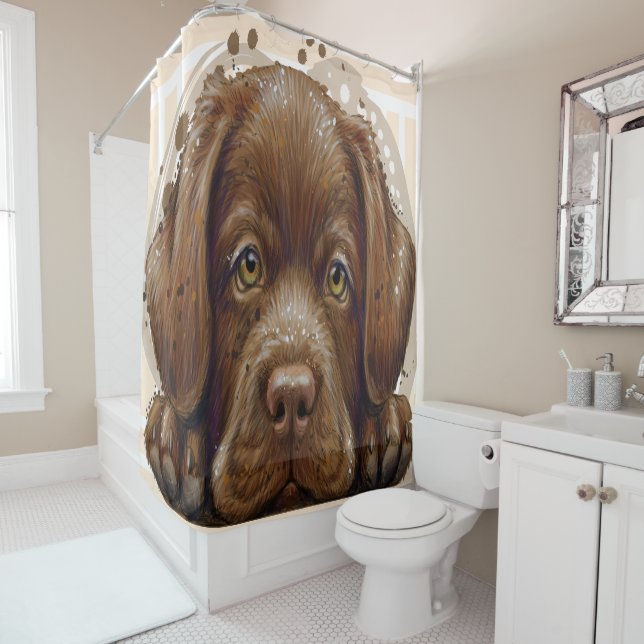 Loveable Labrador Shower Curtain (In Situ)