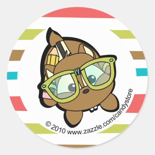 Loveable Smarty Chipmunk Classic Round Sticker