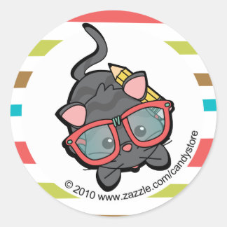 Loveable Smarty Kitten Classic Round Sticker
