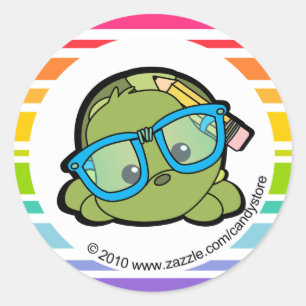 Loveable Smarty Turtle Classic Round Sticker