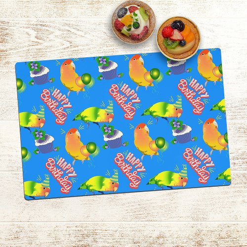 Lovebird Birthday Cheerful Blue Fun Pet Birds Cute Placemat