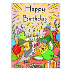 Lovebird Budgie Cockatiel Parrotlet Happy Birthday Postcard