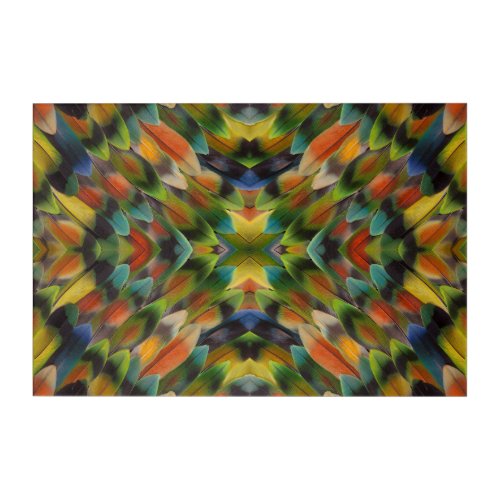 Lovebird feather kaleidoscope acrylic print