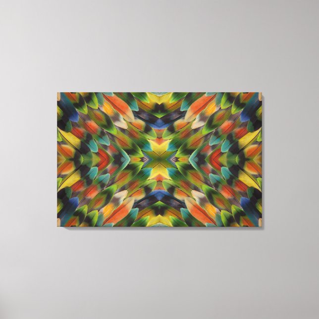 Lovebird feather kaleidoscope canvas print (Front)