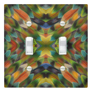 Lovebird feather kaleidoscope light switch cover