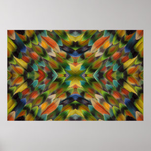 Lovebird feather kaleidoscope poster