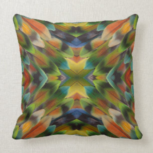 Lovebird feather kaleidoscope throw pillow