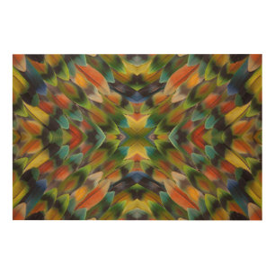 Lovebird feather kaleidoscope wood wall art