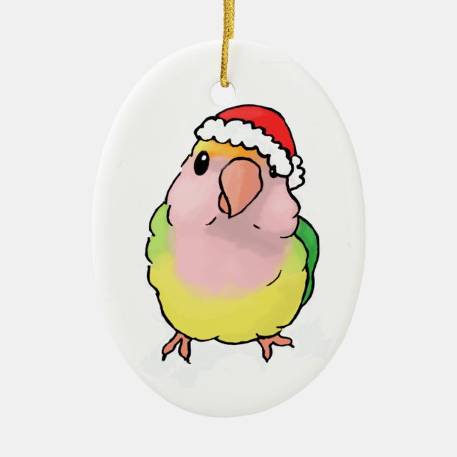 lovebird in a hat ceramic ornament (Front)