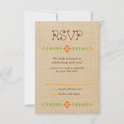 Lovebird Owls on Burlap Wedding RSVP Invitations
