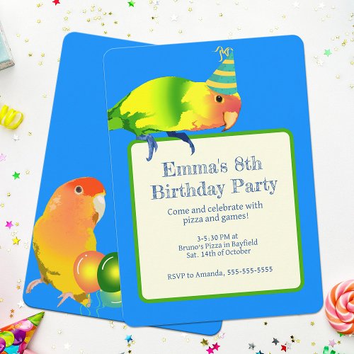 Lovebird Parrot Birthday Party Cute Bright Bird Invitation