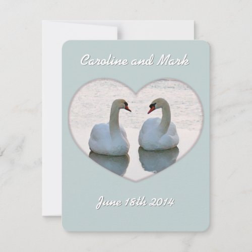Lovebird Swans in Heart Gazing Wedding Invitation