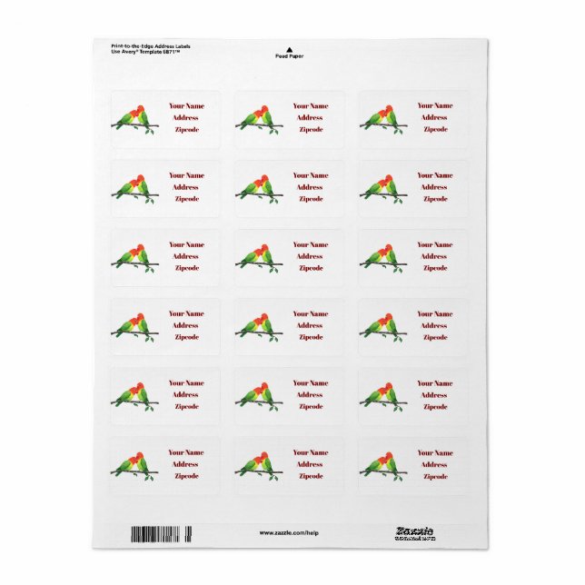 Lovebirds Address Label (Full Sheet)