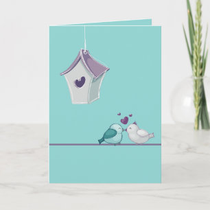 Lovebirds and Birdhouse Holiday Card