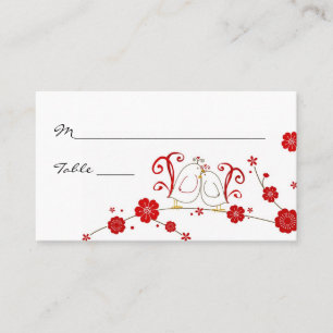 Lovebirds and Cherry Blossoms Place Cards