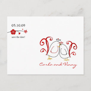 Lovebirds and Cherry Blossoms Save the Date Card
