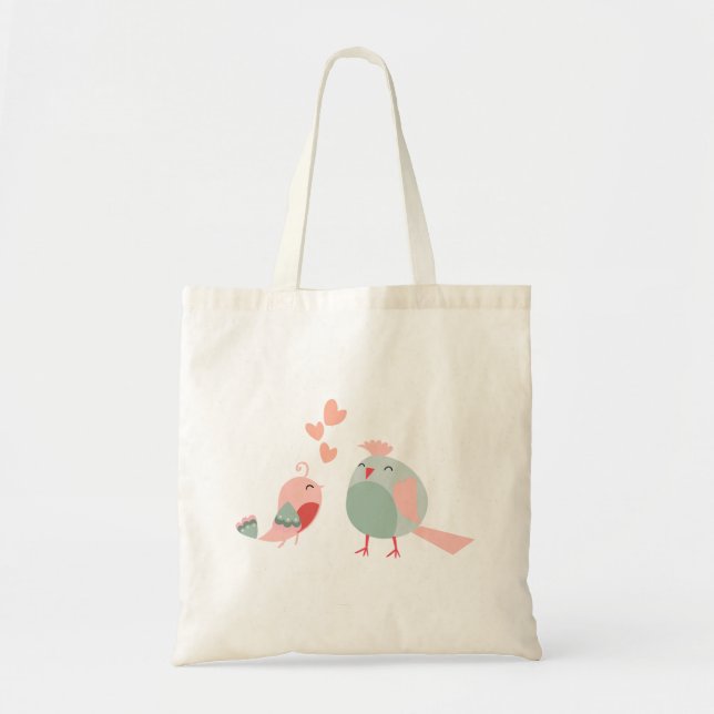 Lovebirds and hearts tote bag (Front)