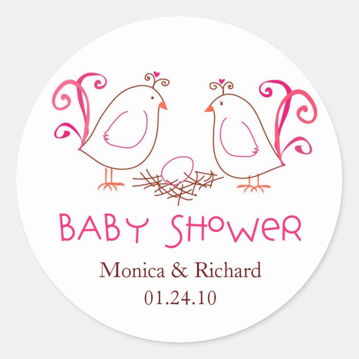 Lovebirds and Nest Baby Shower Favor Tags Sticker