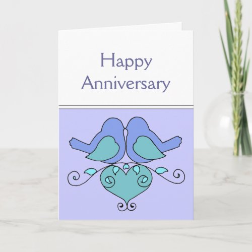 Lovebirds  Anniversary Birds with Floral Heart Card