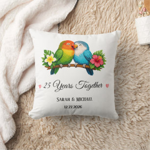 Lovebirds Any Year Milestone Wedding Anniversary Throw Pillow