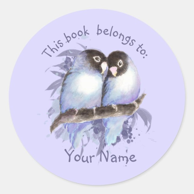 Lovebirds Bird This book belongs Bookplate (Front)