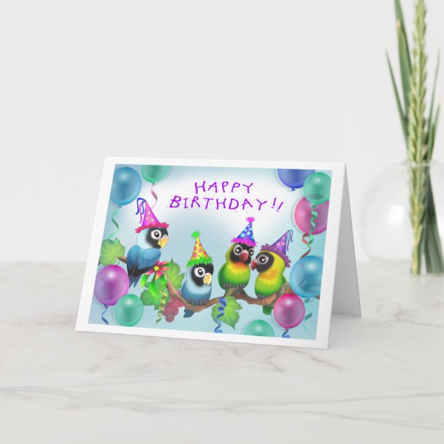 Lovebirds Birthday Card (Front)
